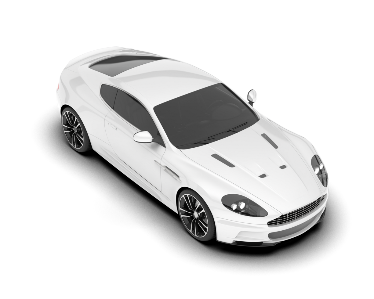 White sport car on transparent background. 3d rendering - illustration png