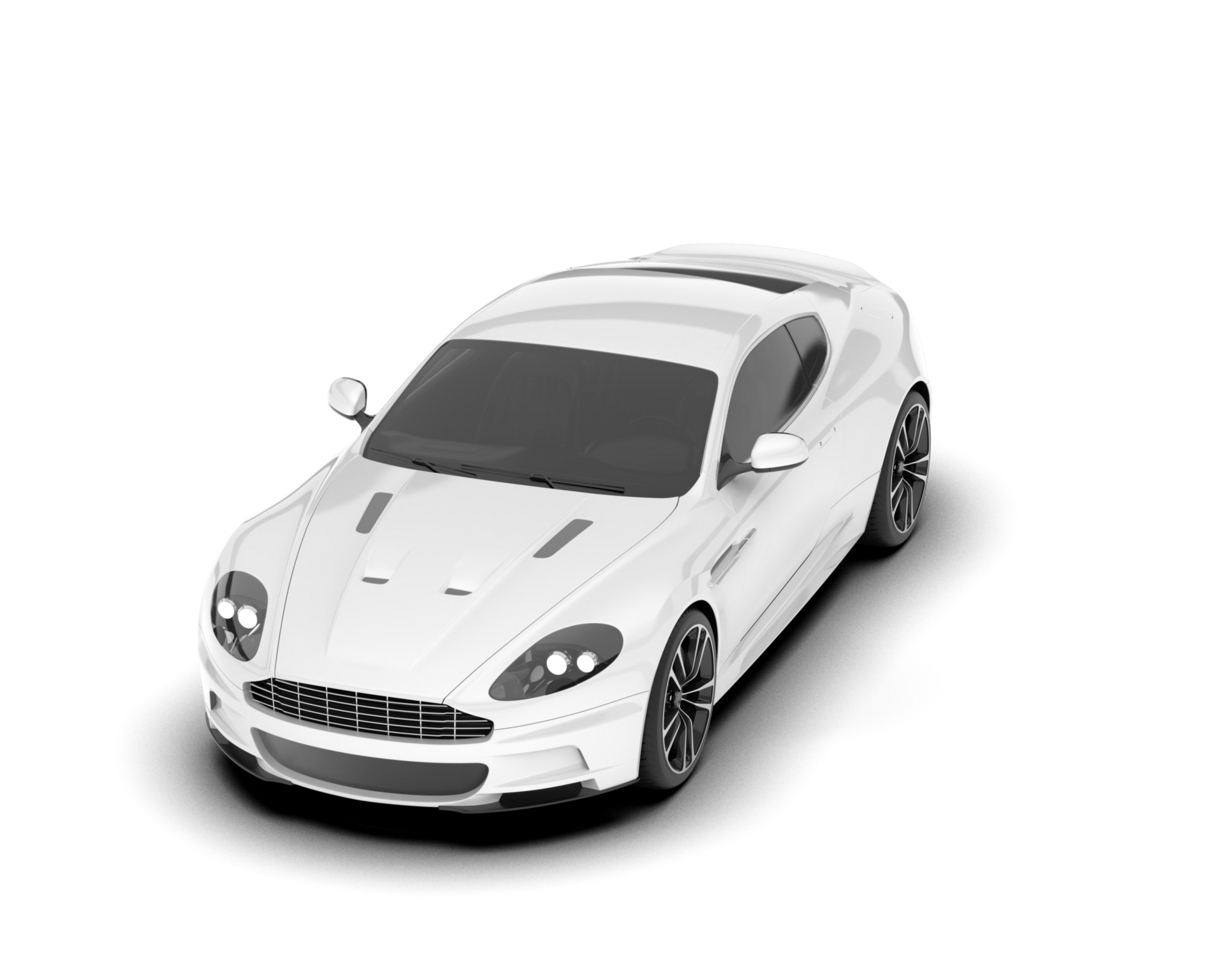 White sport car on transparent background. 3d rendering - illustration png
