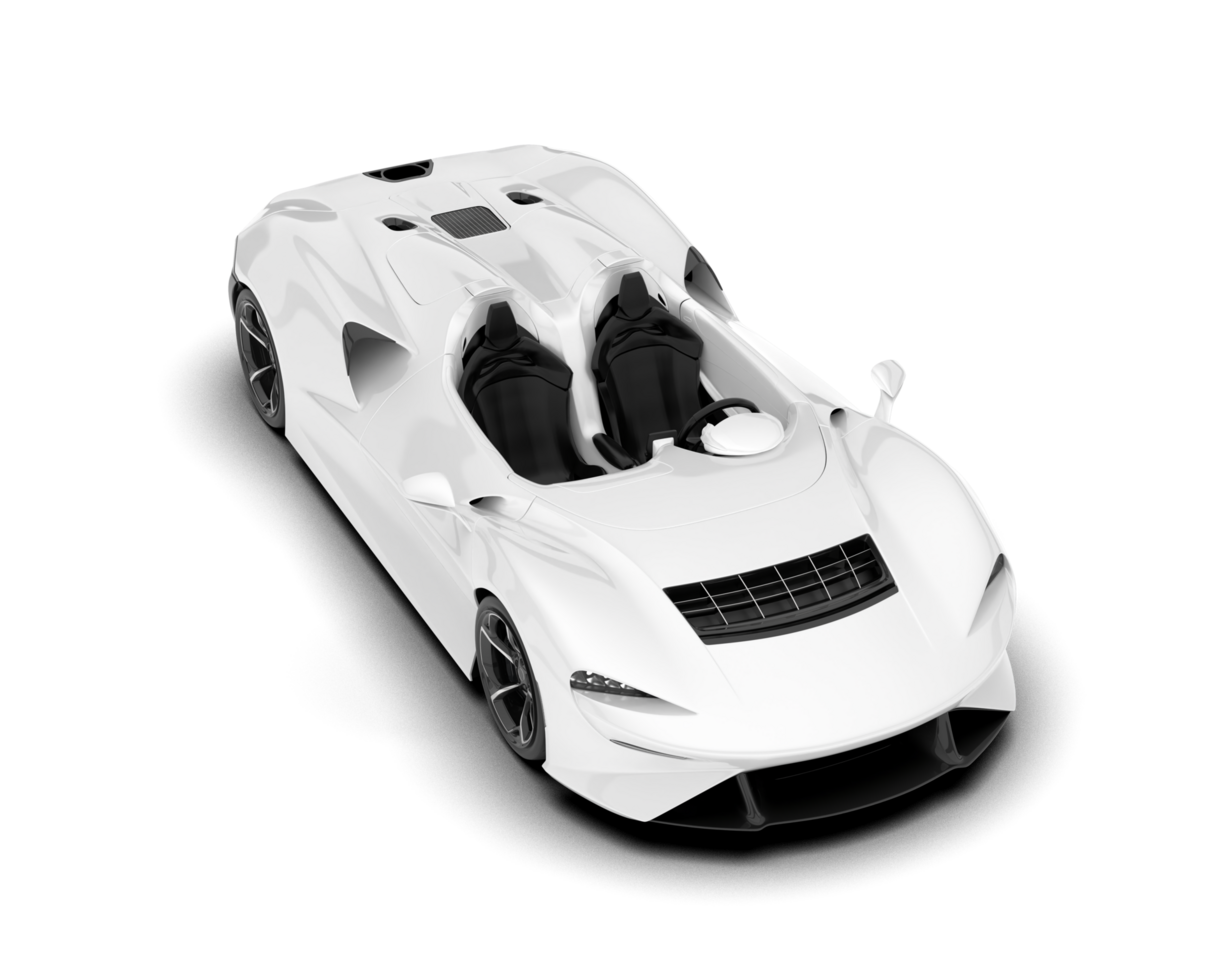 White sport car on transparent background. 3d rendering - illustration png