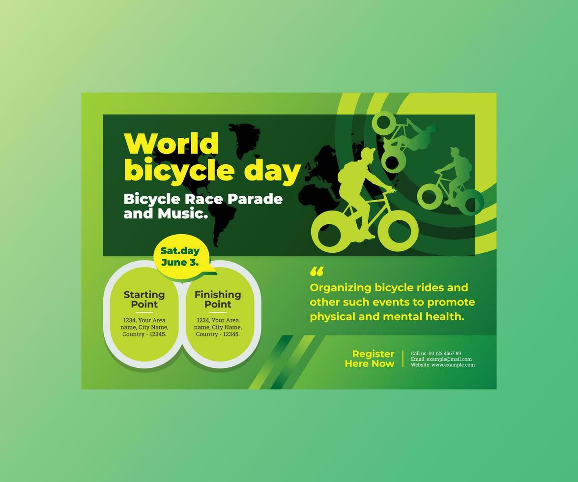 World Bicycle Day Banner, Poster, Flyer Template Design vector