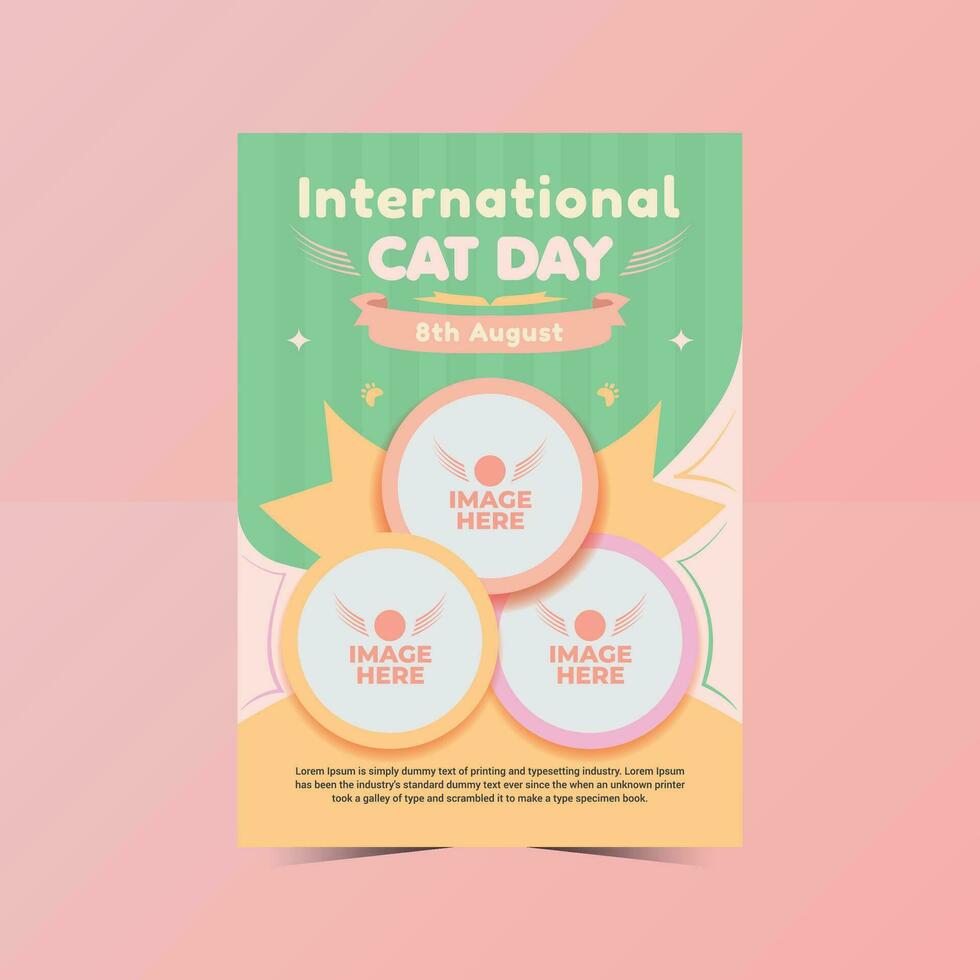 International cat day flyer, poster, banner design template. vector