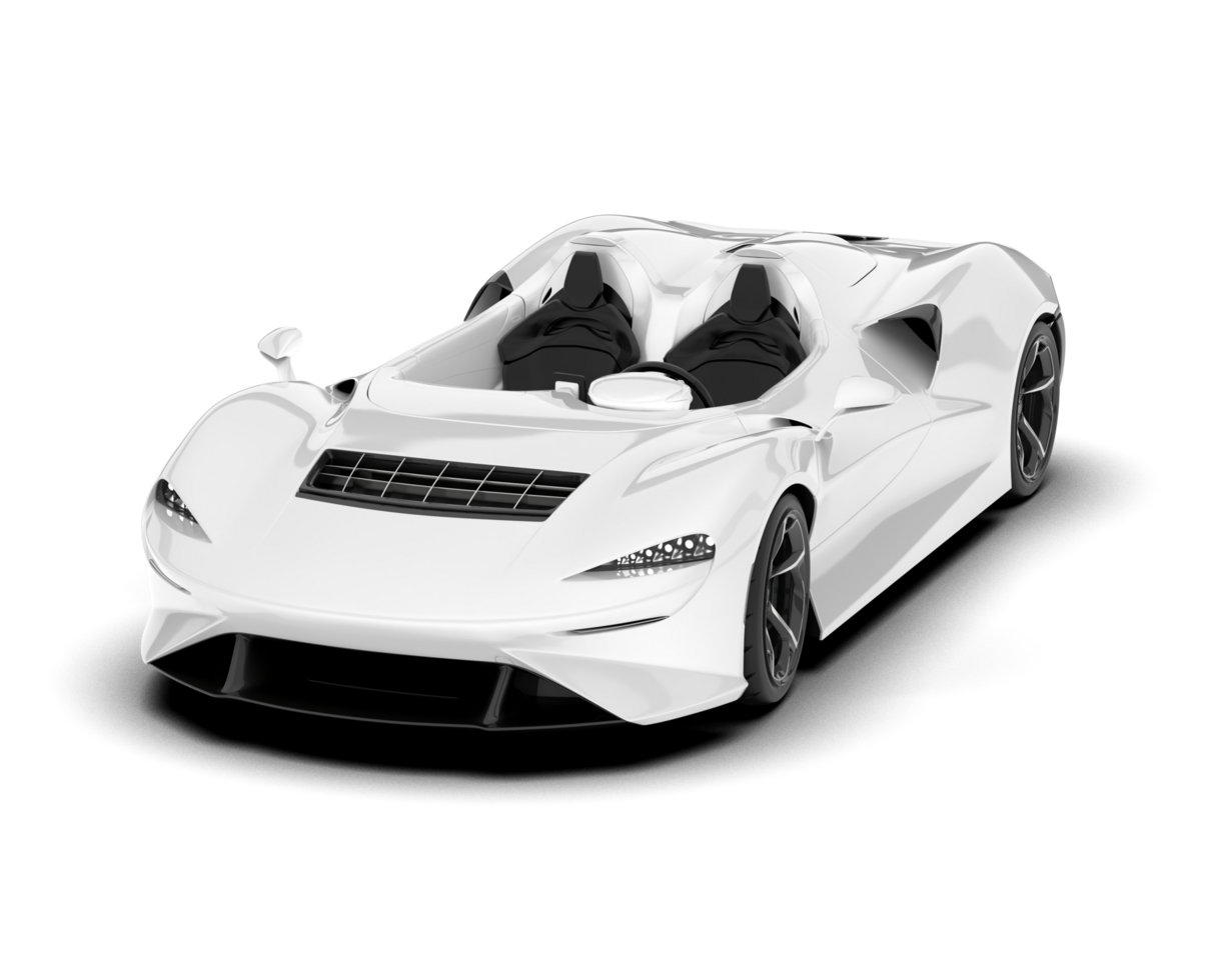 White sport car on transparent background. 3d rendering - illustration png