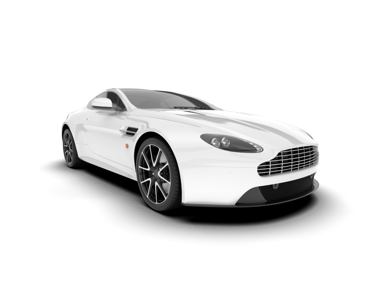 White sport car on transparent background. 3d rendering - illustration png