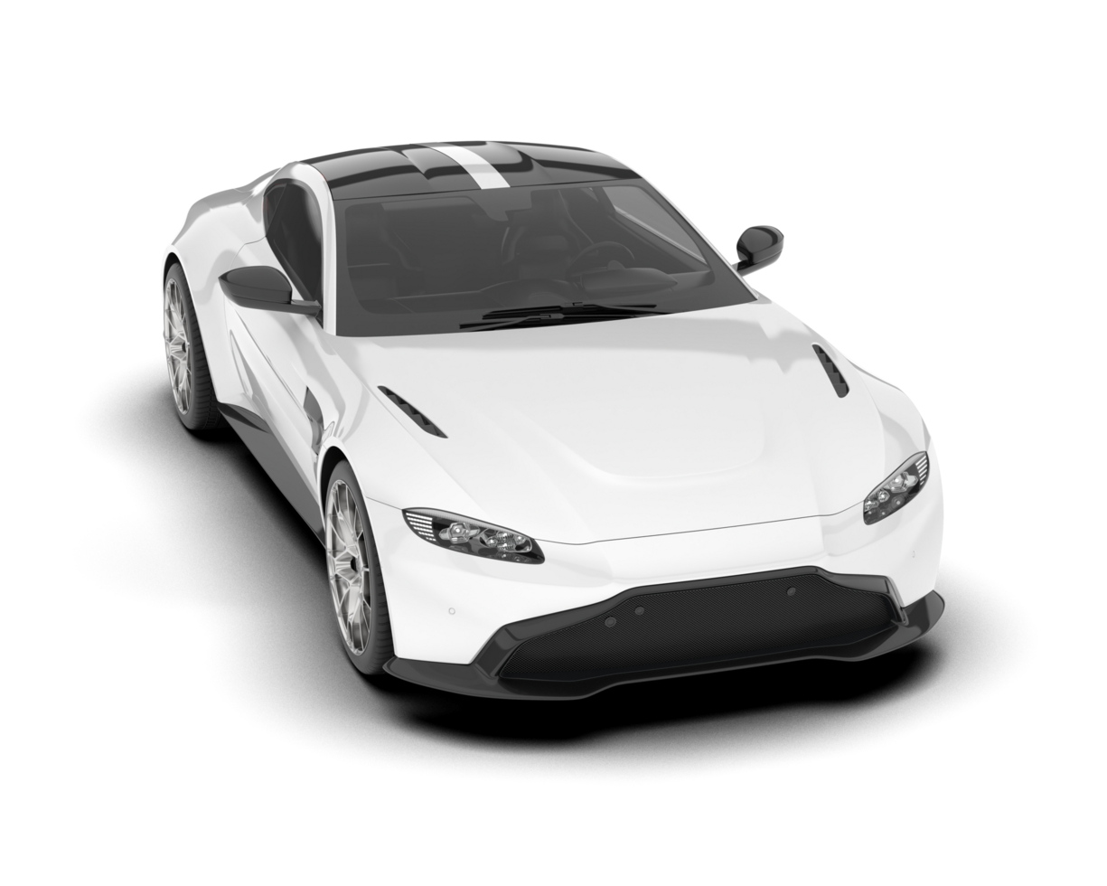 White sport car on transparent background. 3d rendering - illustration png