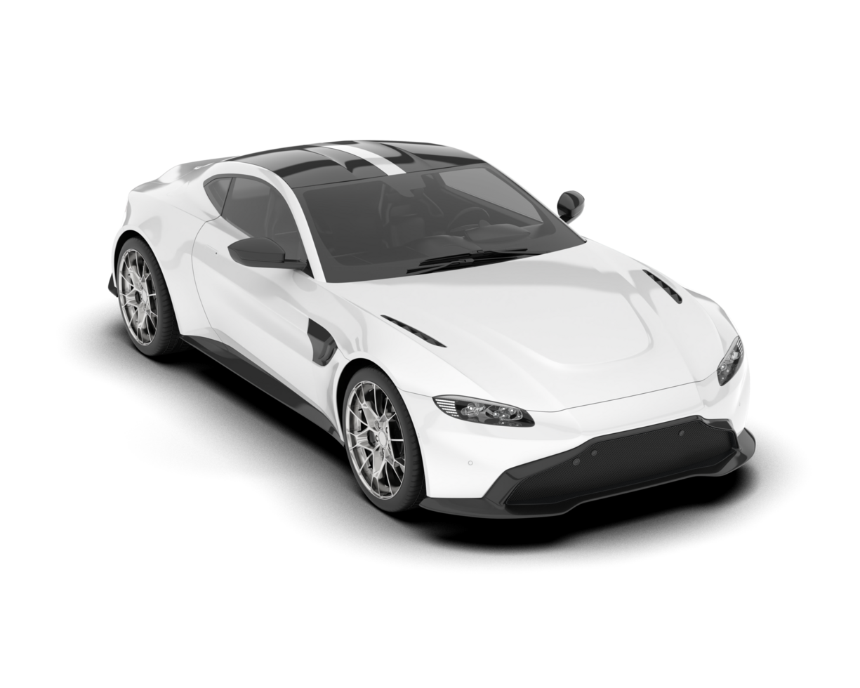 White sport car on transparent background. 3d rendering - illustration png