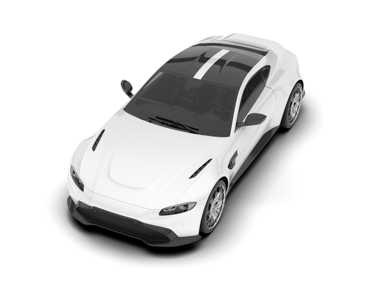 White sport car on transparent background. 3d rendering - illustration png