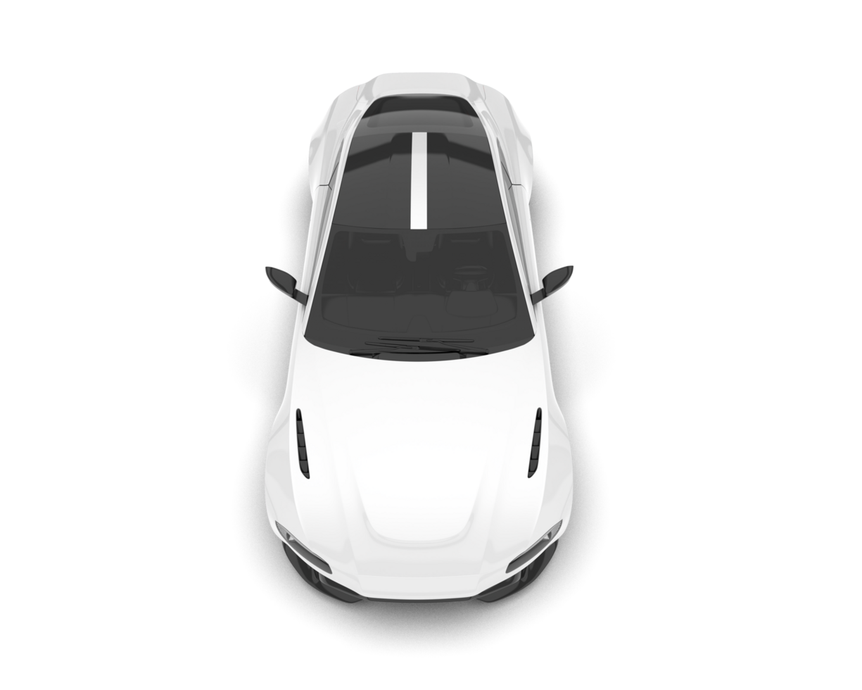 White sport car on transparent background. 3d rendering - illustration png
