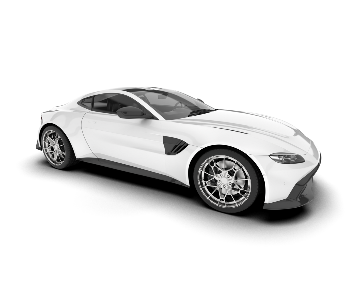 White sport car on transparent background. 3d rendering - illustration png