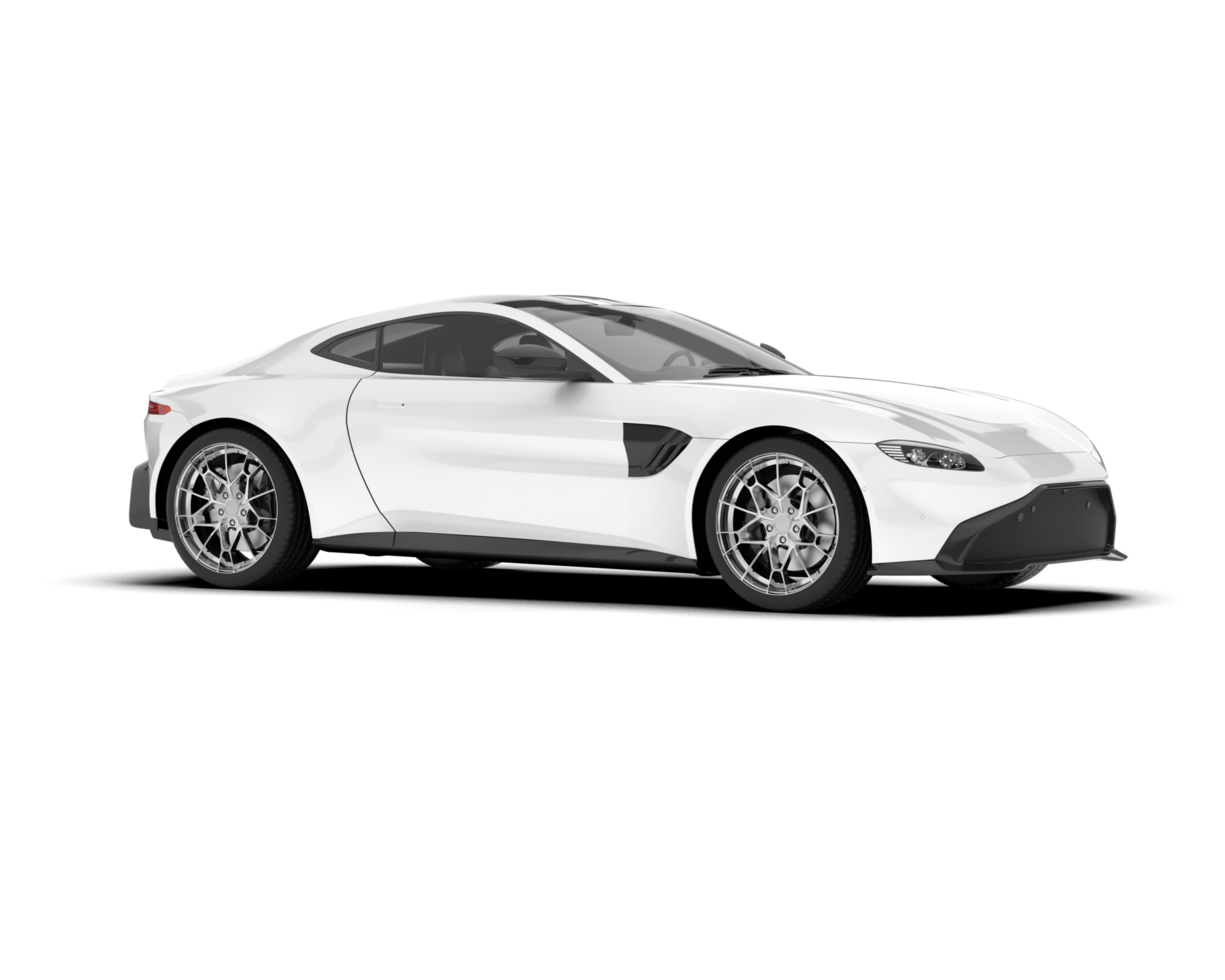 White sport car on transparent background. 3d rendering - illustration png