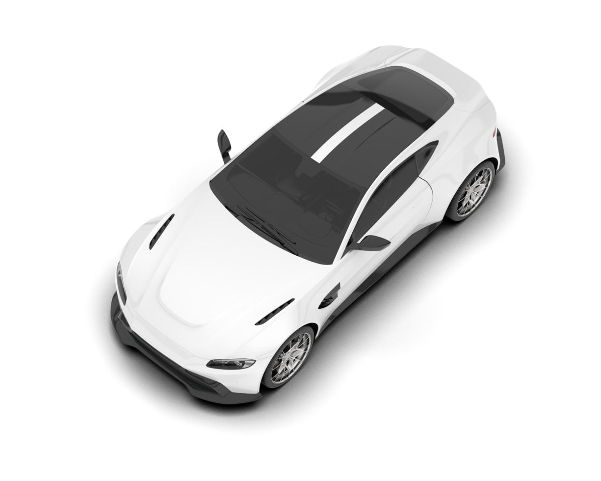 White sport car on transparent background. 3d rendering - illustration png