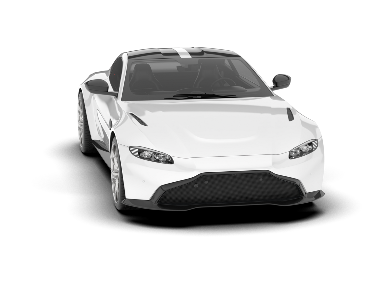 White sport car on transparent background. 3d rendering - illustration png