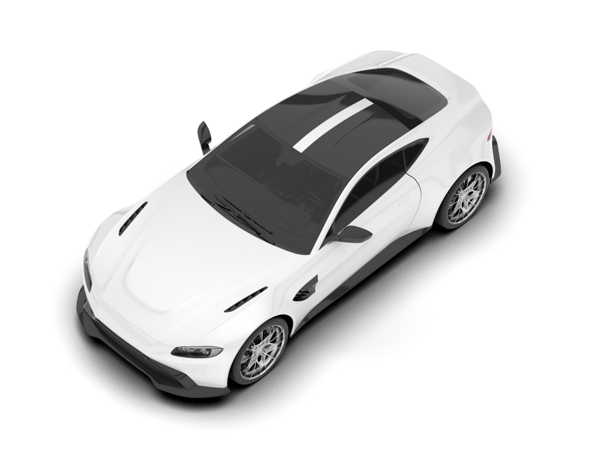 White sport car on transparent background. 3d rendering - illustration png