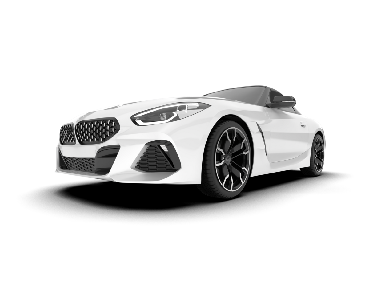 White sport car on transparent background. 3d rendering - illustration png
