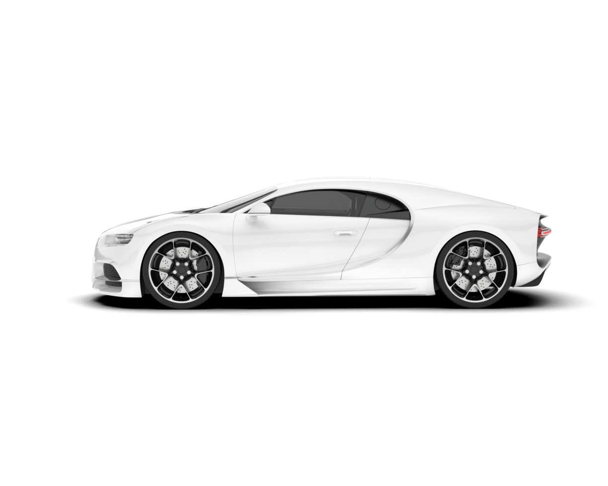 White sport car on transparent background. 3d rendering - illustration png