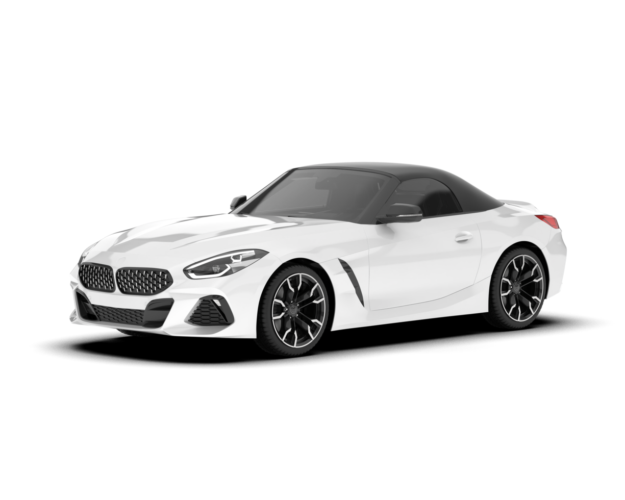 White sport car on transparent background. 3d rendering - illustration png
