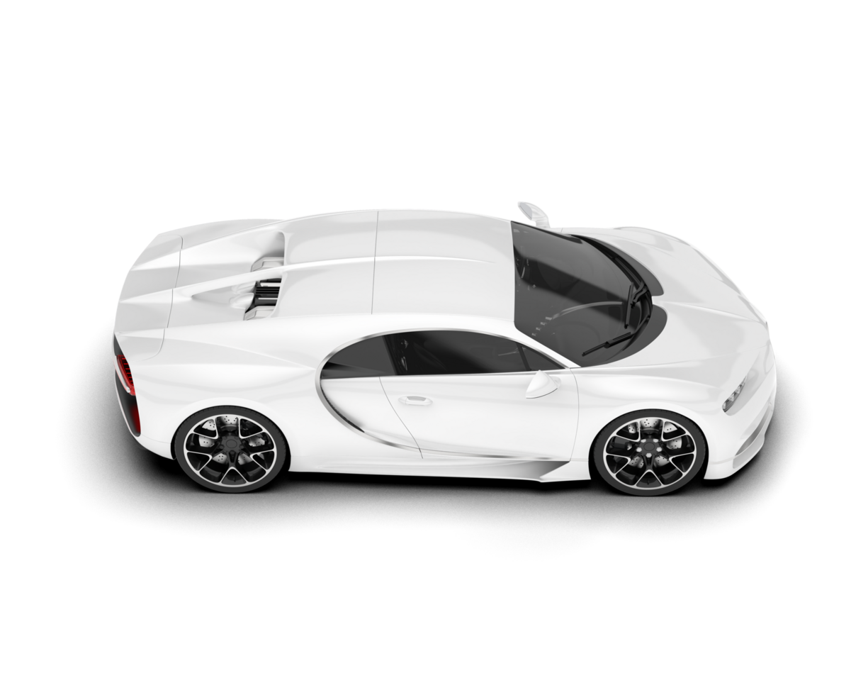 White sport car on transparent background. 3d rendering - illustration png