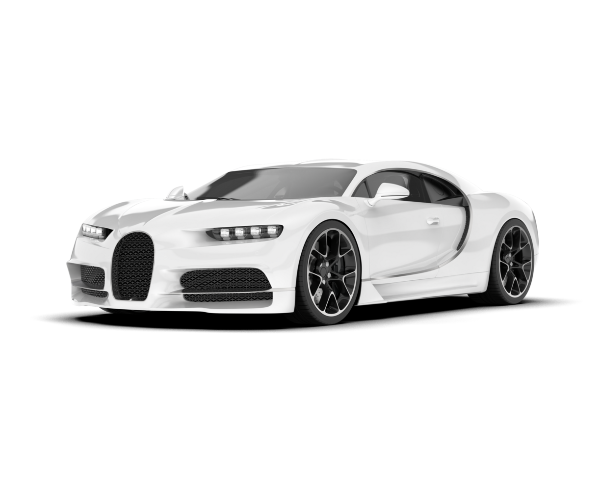 White sport car on transparent background. 3d rendering - illustration png