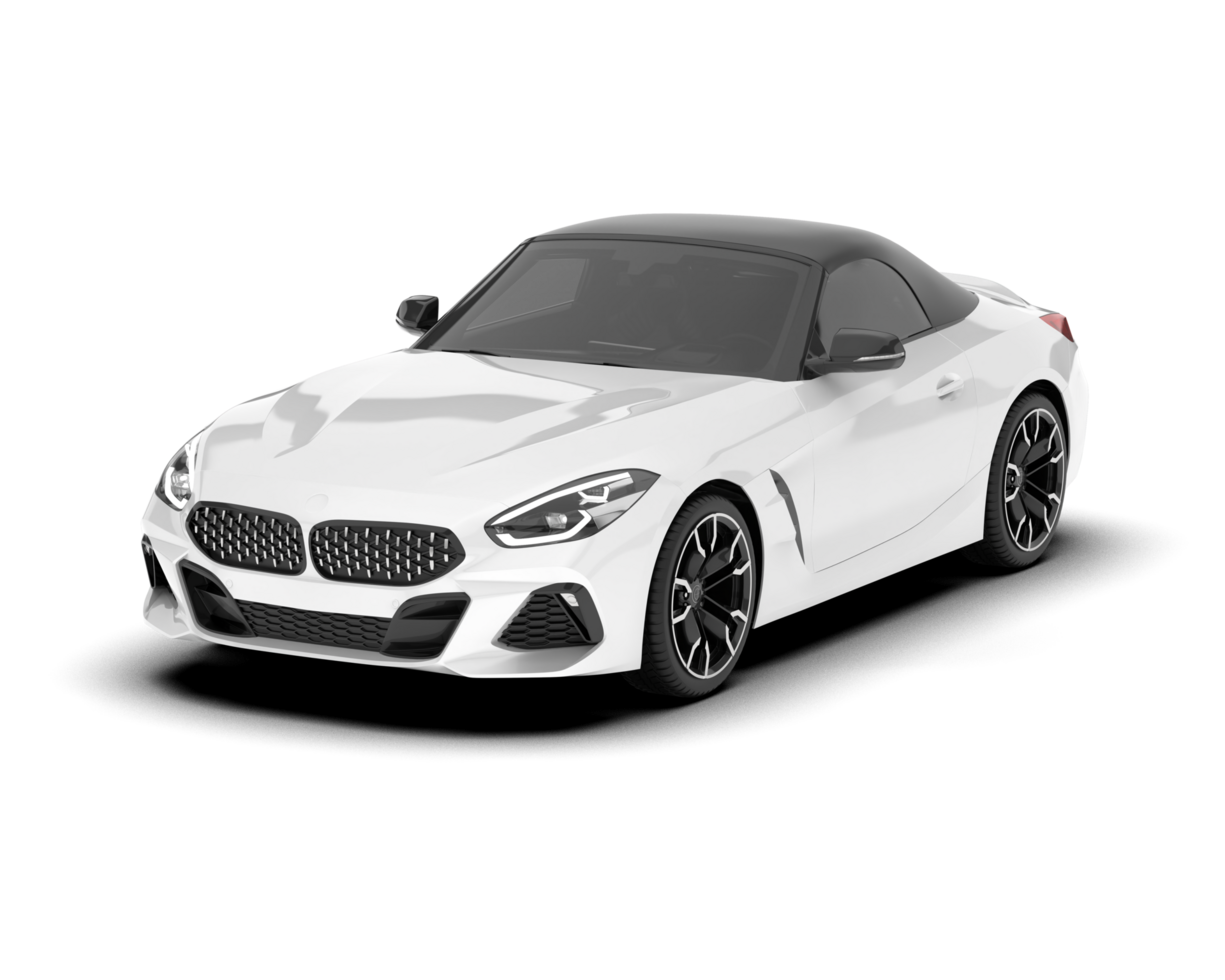 White sport car on transparent background. 3d rendering - illustration png