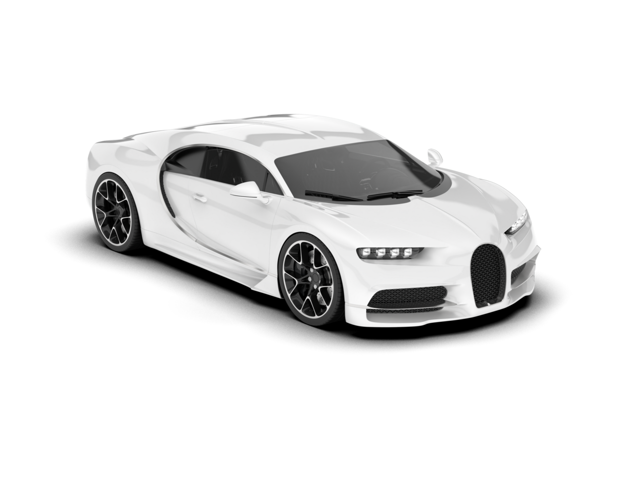 White sport car on transparent background. 3d rendering - illustration png