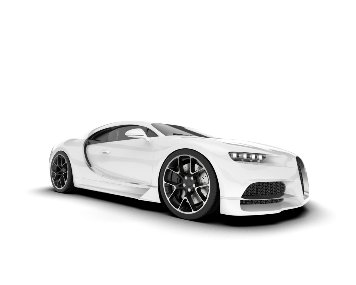 White sport car on transparent background. 3d rendering - illustration png