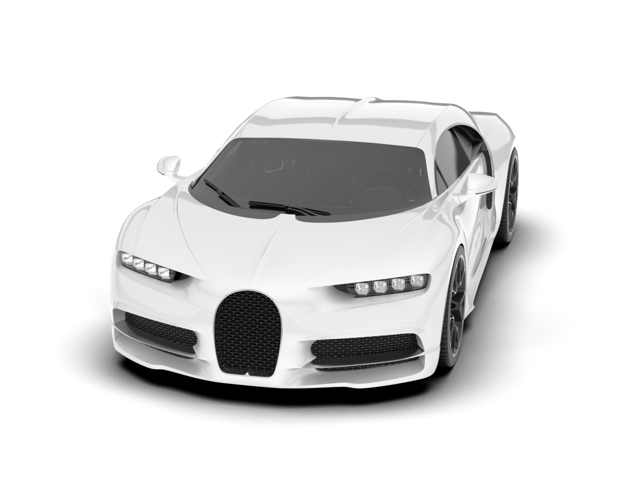 White sport car on transparent background. 3d rendering - illustration png