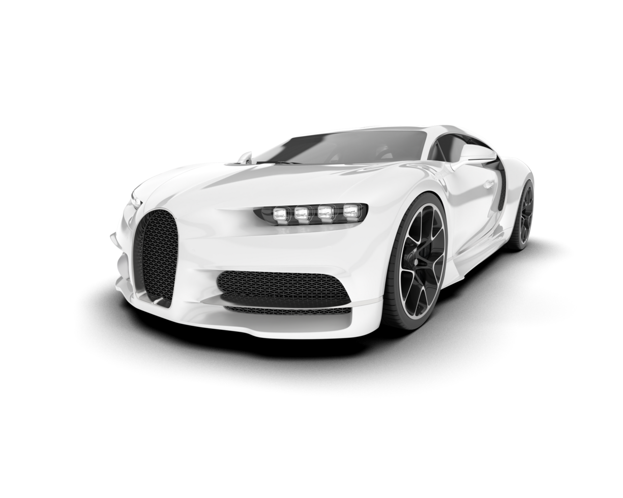 White sport car on transparent background. 3d rendering - illustration png