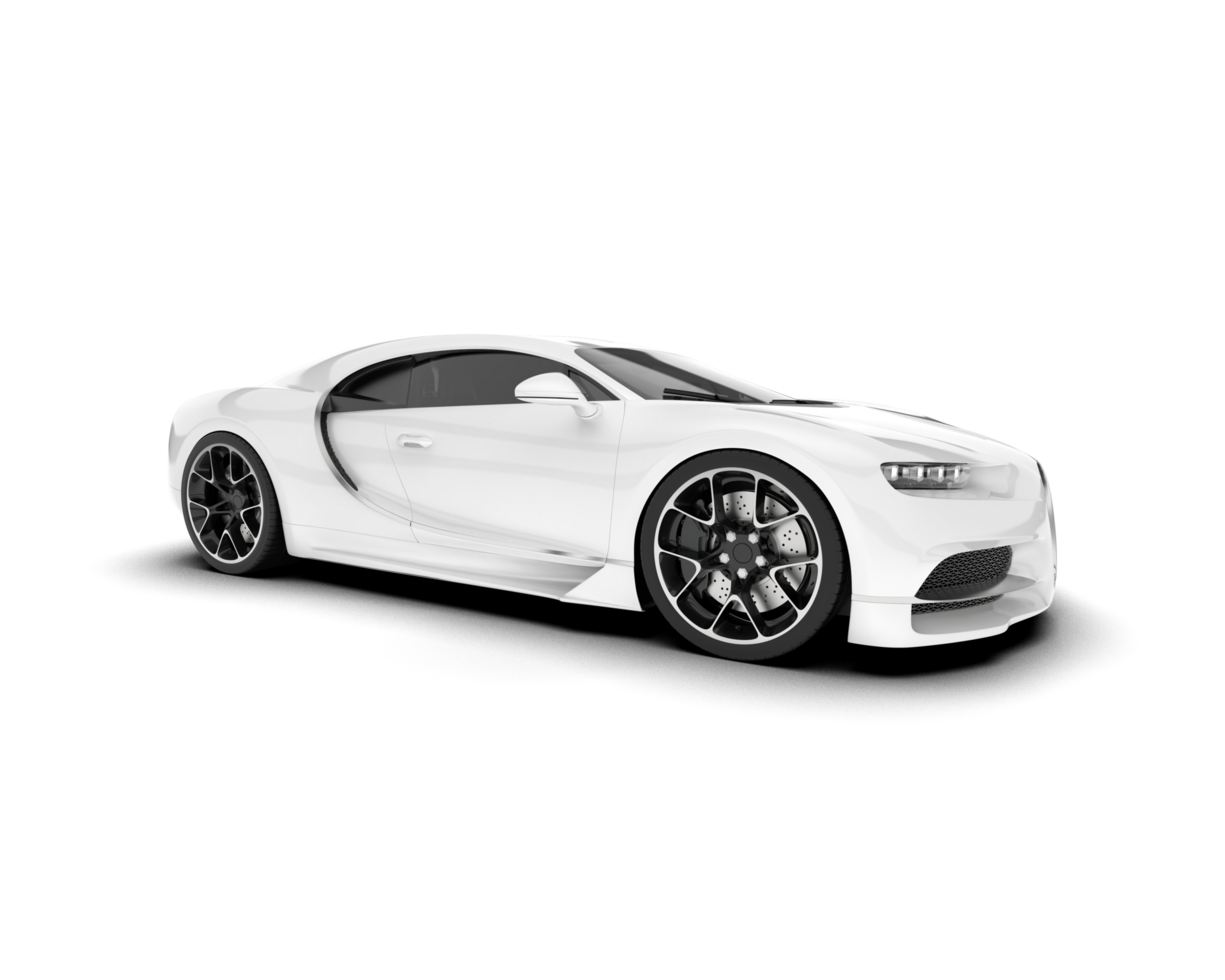 White sport car on transparent background. 3d rendering - illustration png