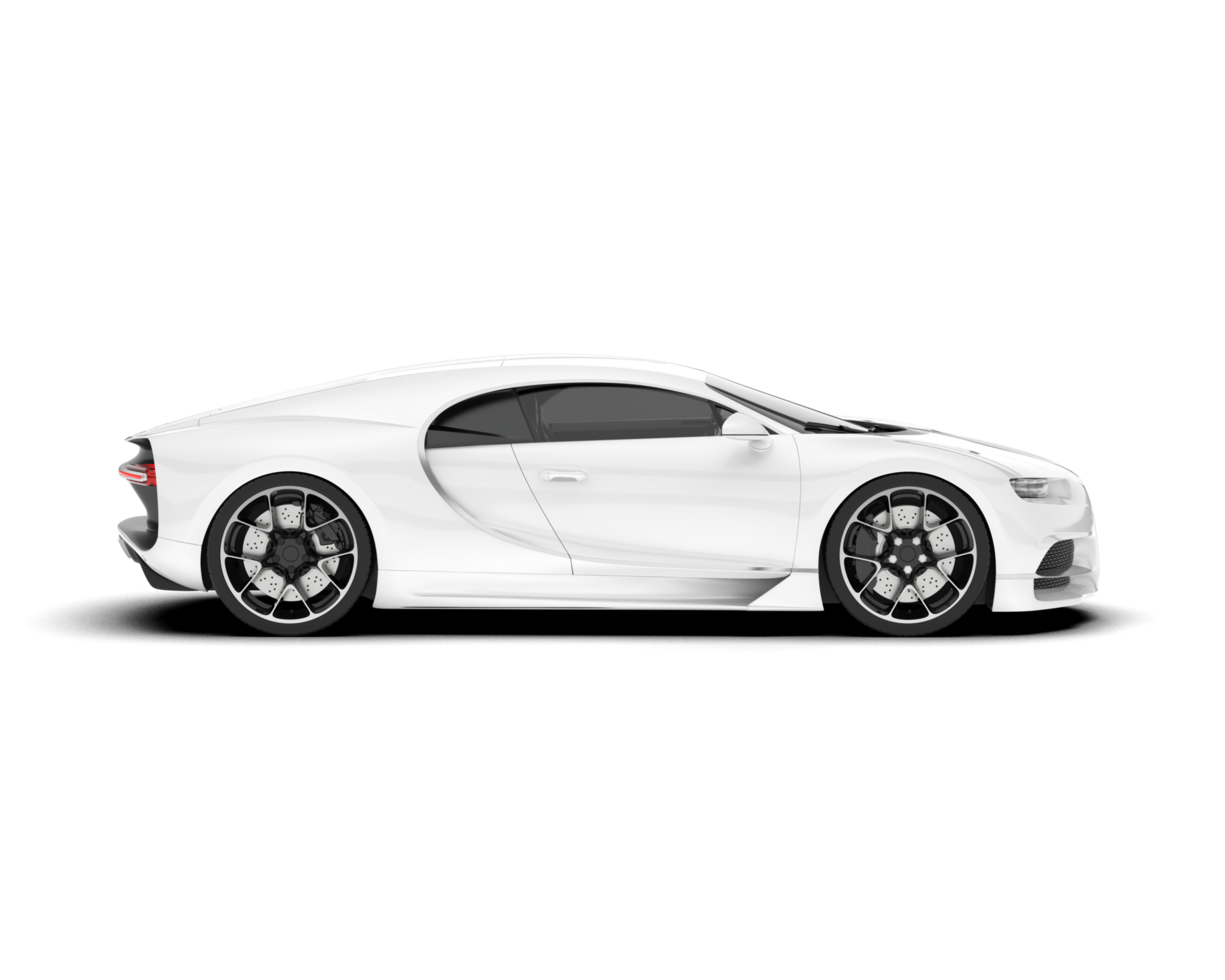 White sport car on transparent background. 3d rendering - illustration png
