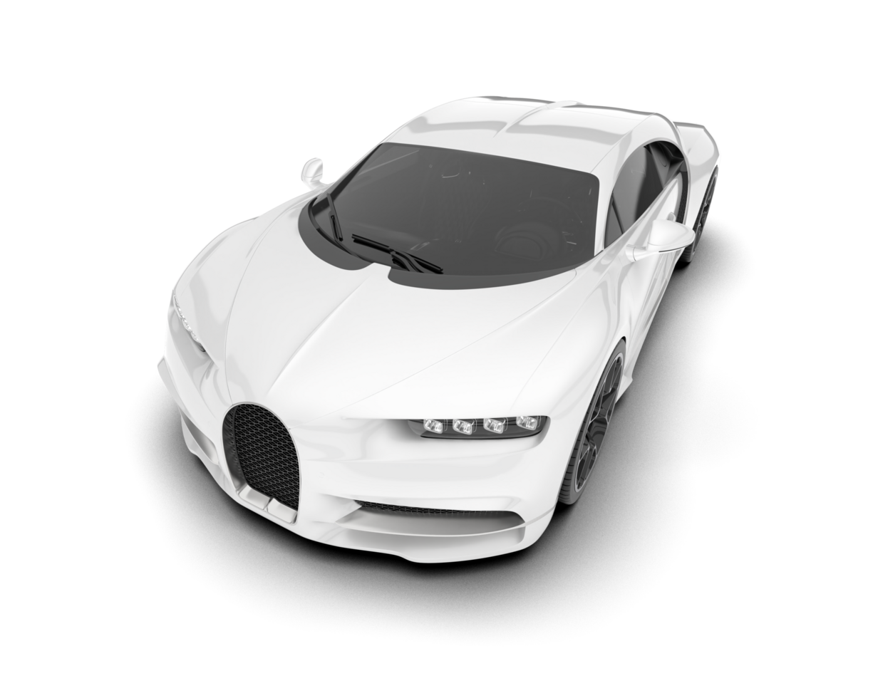 White sport car on transparent background. 3d rendering - illustration png