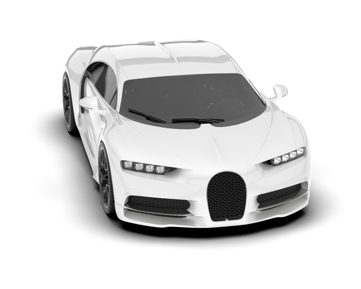 White sport car on transparent background. 3d rendering - illustration png