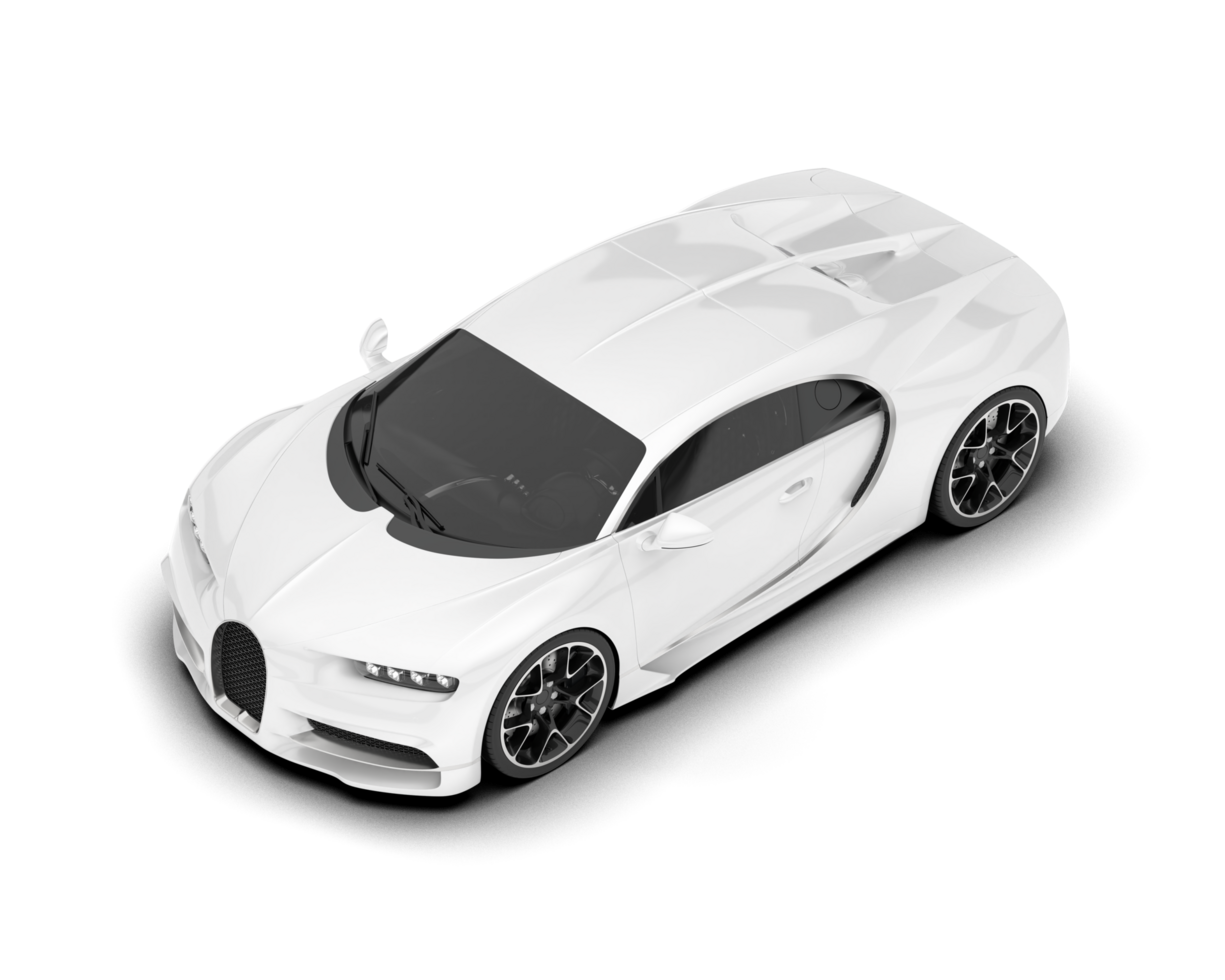 White sport car on transparent background. 3d rendering - illustration png