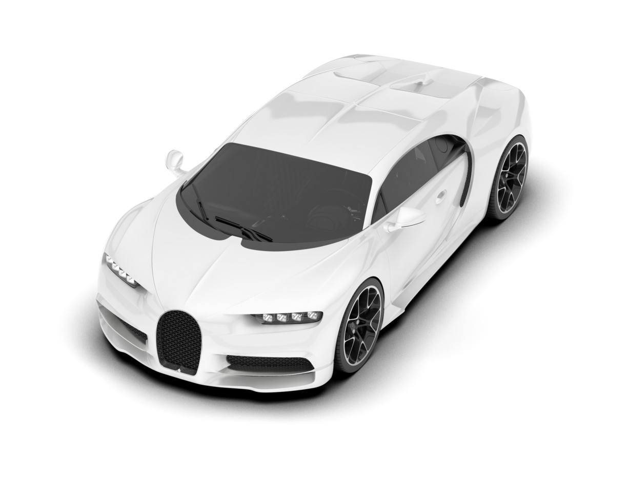 White sport car on transparent background. 3d rendering - illustration png