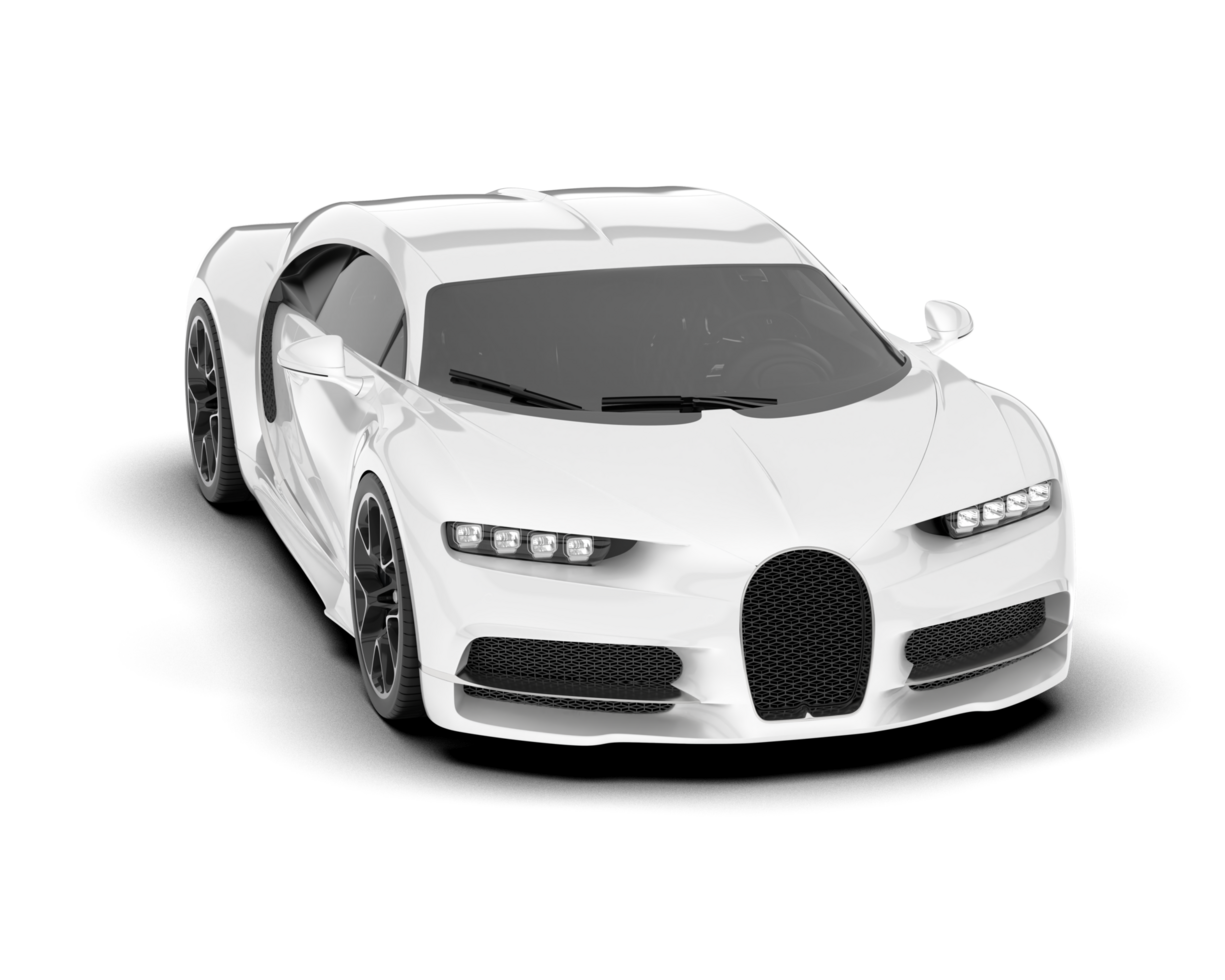 White sport car on transparent background. 3d rendering - illustration png