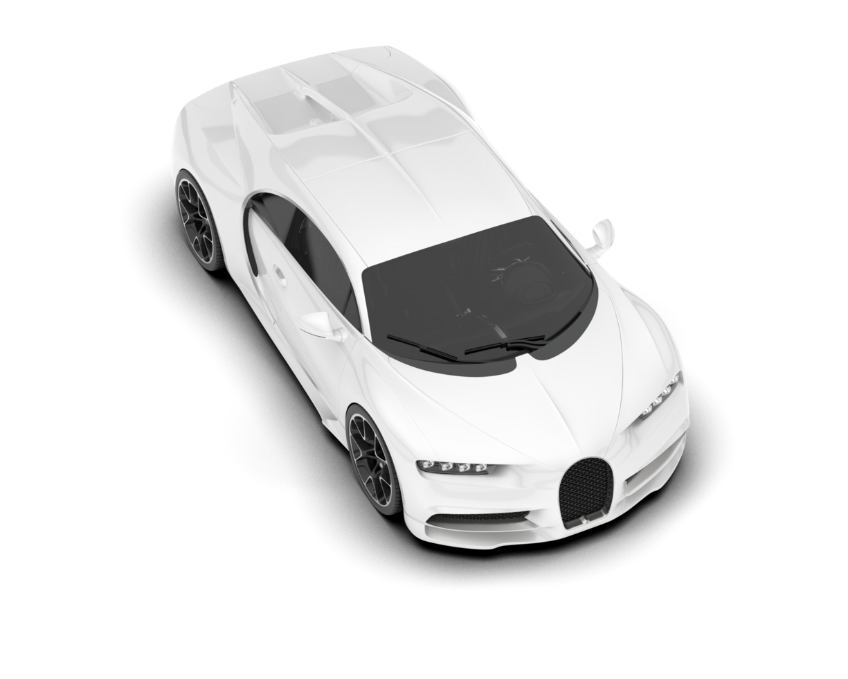 White sport car on transparent background. 3d rendering - illustration png