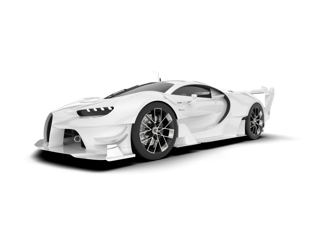 White sport car on transparent background. 3d rendering - illustration png