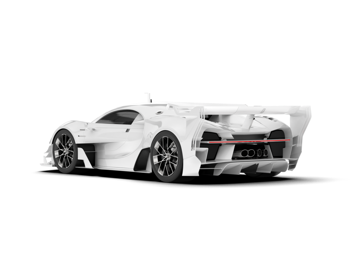 White sport car on transparent background. 3d rendering - illustration png