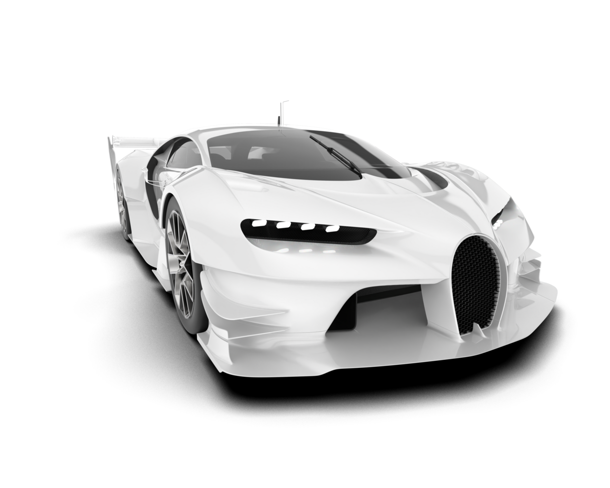 White sport car on transparent background. 3d rendering - illustration png