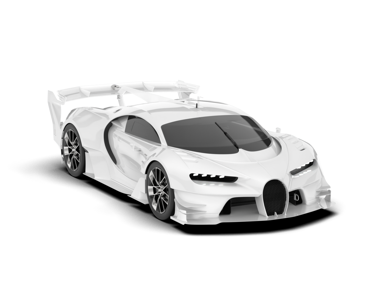 White sport car on transparent background. 3d rendering - illustration png