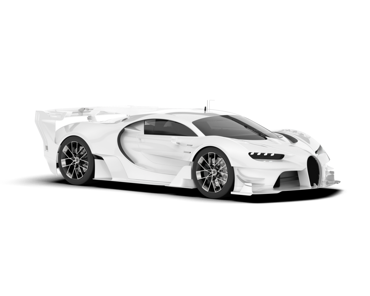 White sport car on transparent background. 3d rendering - illustration png