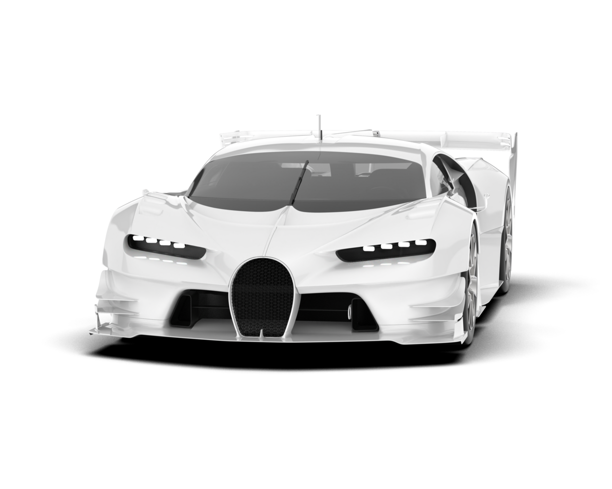 White sport car on transparent background. 3d rendering - illustration png