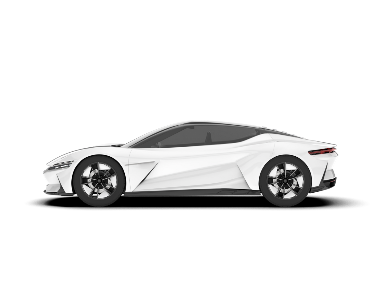 White sport car on transparent background. 3d rendering - illustration png