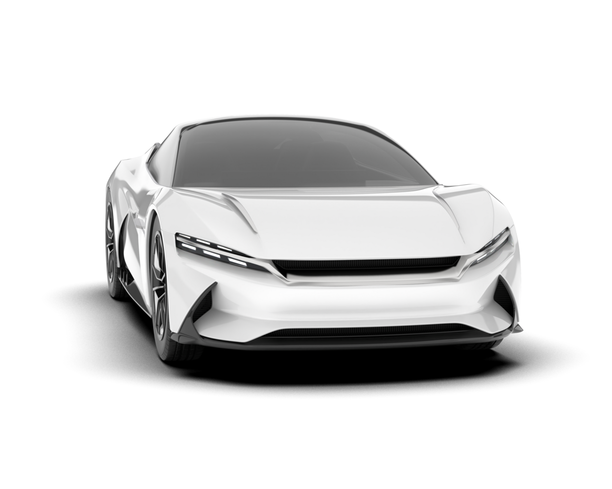 White sport car on transparent background. 3d rendering - illustration png