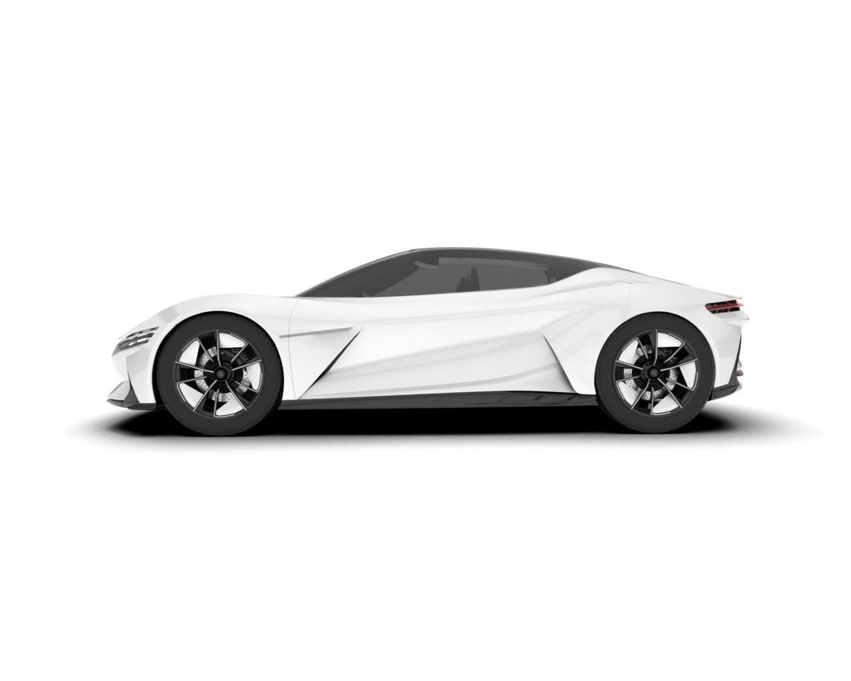 White sport car on transparent background. 3d rendering - illustration png