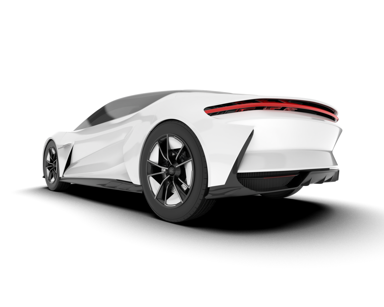 White sport car on transparent background. 3d rendering - illustration png