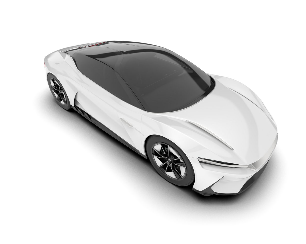 White sport car on transparent background. 3d rendering - illustration png
