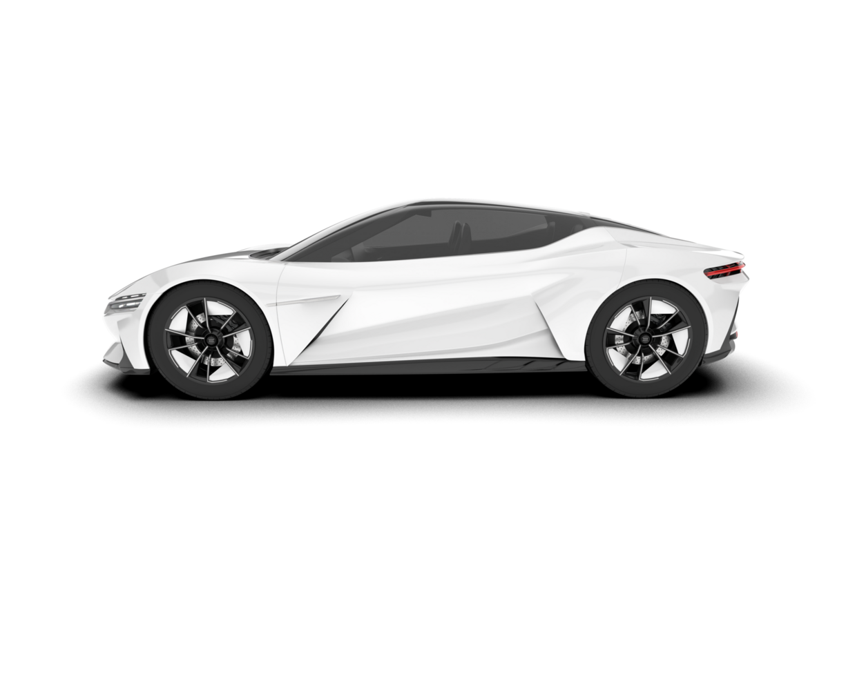White sport car on transparent background. 3d rendering - illustration png