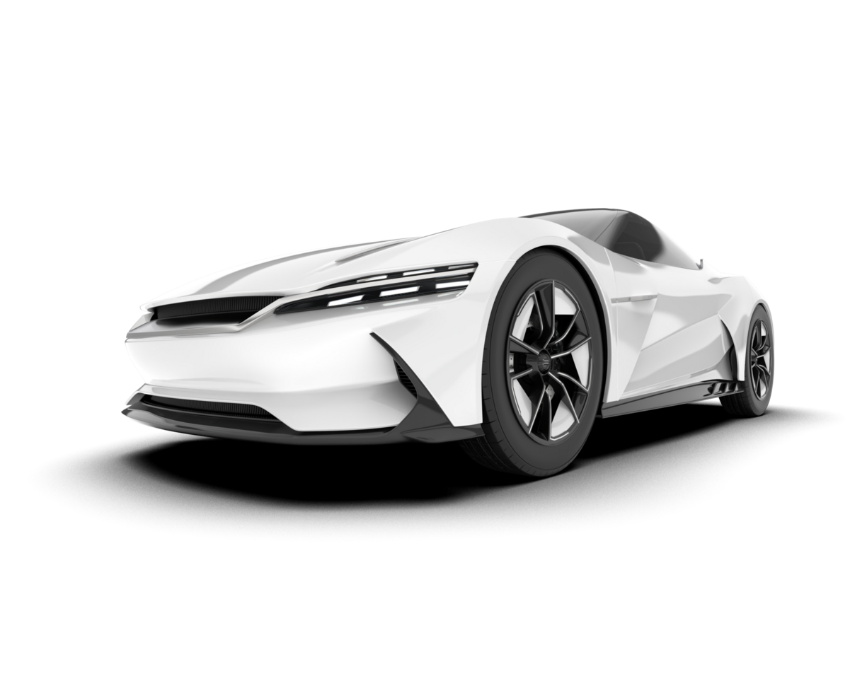 White sport car on transparent background. 3d rendering - illustration png