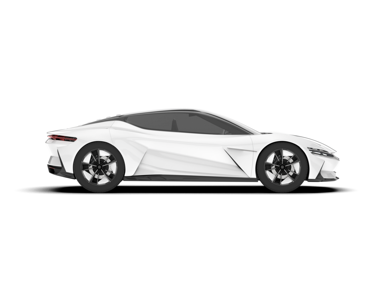 White sport car on transparent background. 3d rendering - illustration png