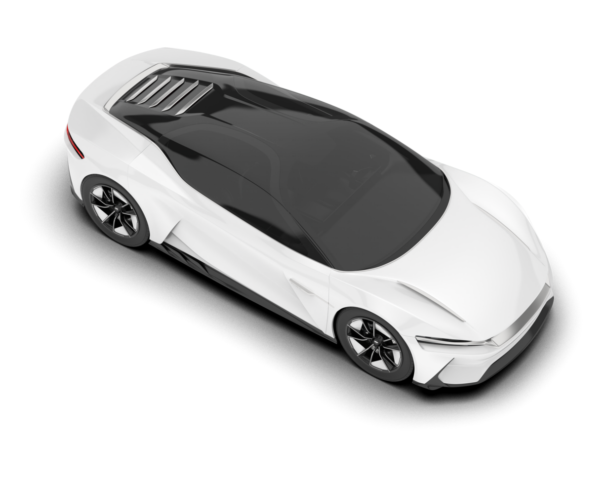 White sport car on transparent background. 3d rendering - illustration png