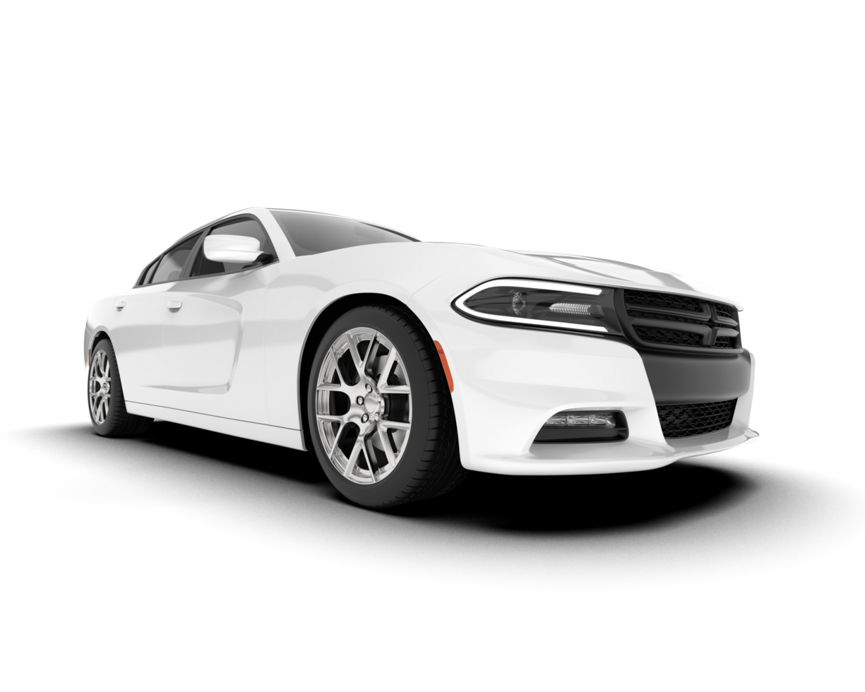White sport car on transparent background. 3d rendering - illustration png
